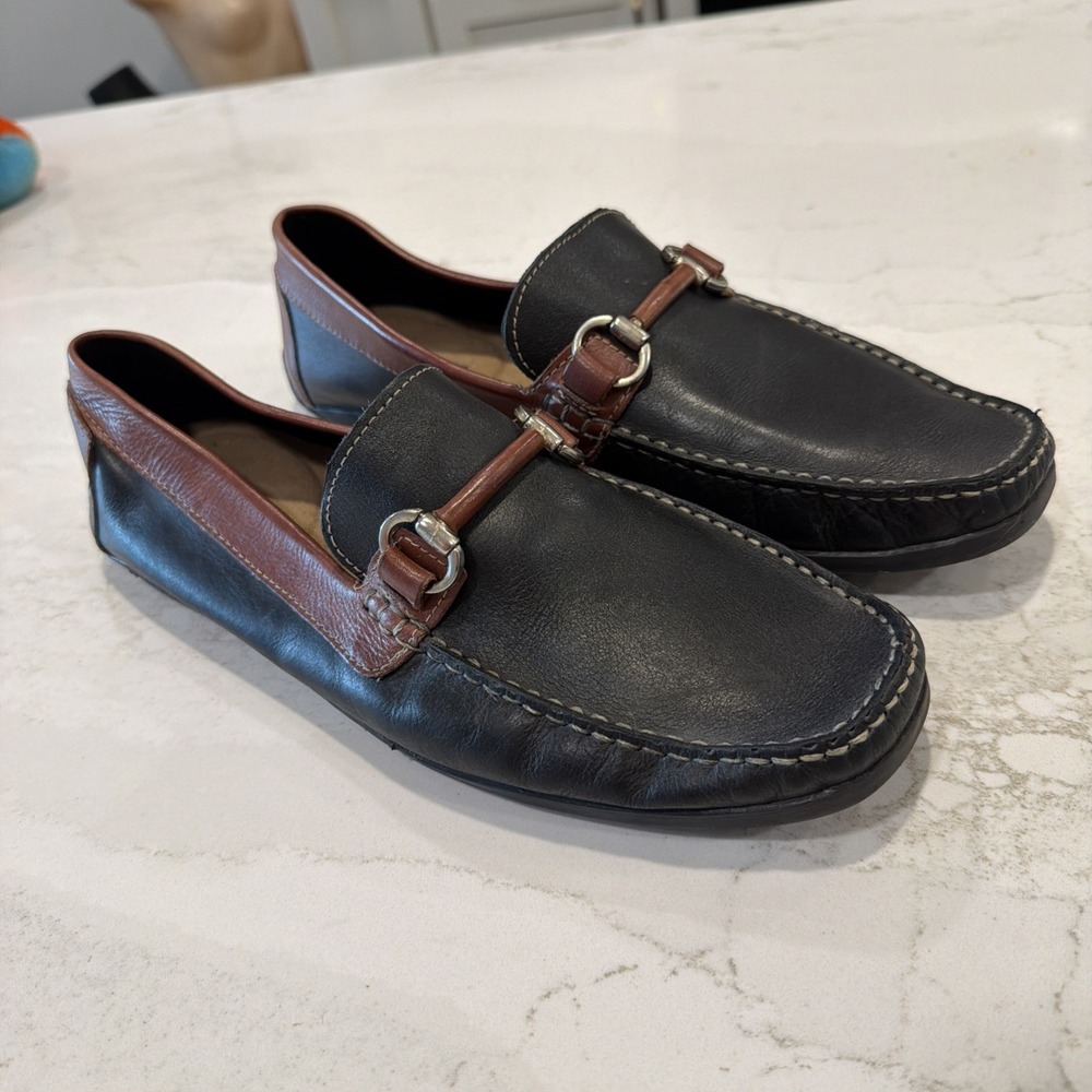 Giorgio Brutini Le Glove Men Horse Bit Two Tone Black Brown Leather Loafers 10.5 - Picture 7 of 14